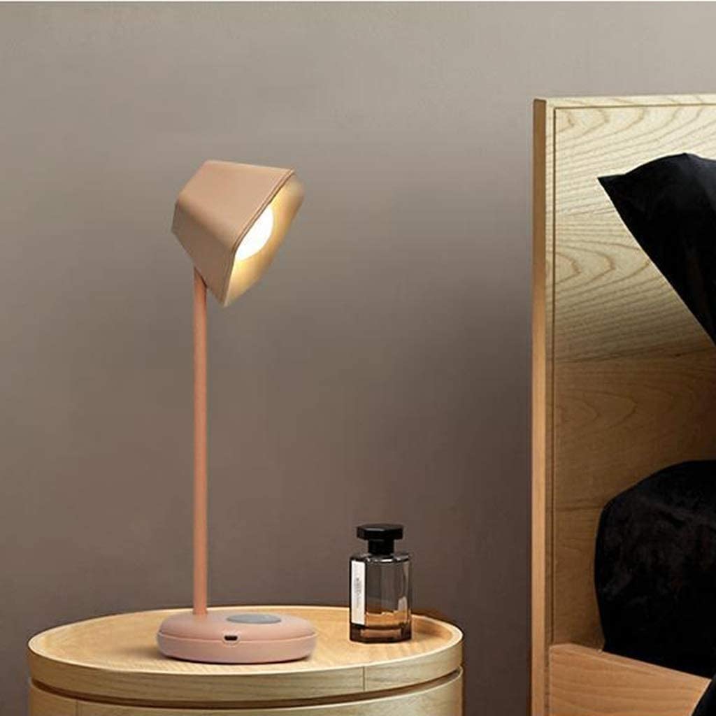 Lampka Nocna Lampka do Czytania Prosta Lampa Biurkowa LED Na Akumulator Dotykowy Ściemnianie Czytanie Ochrona Oczu Lampka Nocna Do Sypialni Lampka Nocna Na Biurko; Lampa Robocza(Pink)
