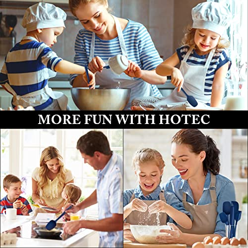 HOTEC 600℉ Heat Resistant BPA-Free Silicone Rubber Spatula Set, Kitchen Cooking Spatulas, Baking, Mixing, for Non Stick Cookware, Dishwasher Safe, Classic Blue Set of 5 by HOTEC - Image 7