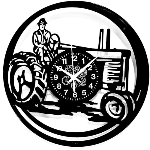 Instant Karma Clocks | Horloge Murale | Ferme | Paysan | Agriculteur | Tracteur | Farming | Idée Cadeau (Noir Vinyle)