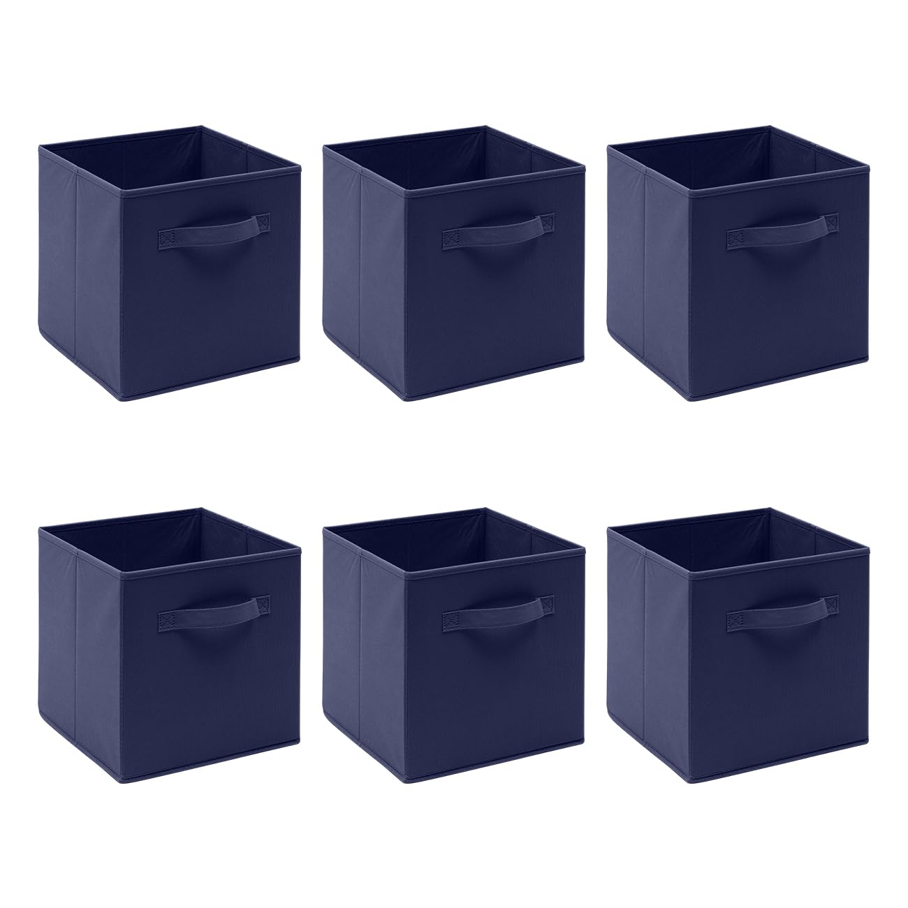 Homullel Foldable Storage Cubes Set of 6, Fabric Storage Boxes, Closet Storage Drawers Storage Organizer for Clothes (Band, Navy)