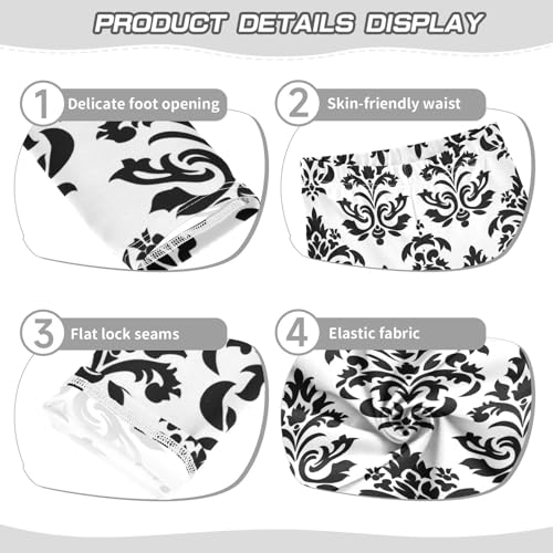 ALAZA Girls' Leggings Children's Yoga Pants Skinny Printed Dance Damask Figure Black Comfortable 4T2