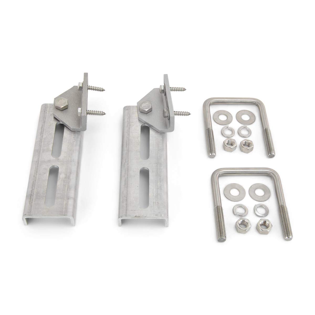 Sturdy Built (2) 8 inch Aluminum and Stainless Steel Boat Trailer Swivel Top Bunk Bracket Kit for 3x3 Boat Trailer Crossmember