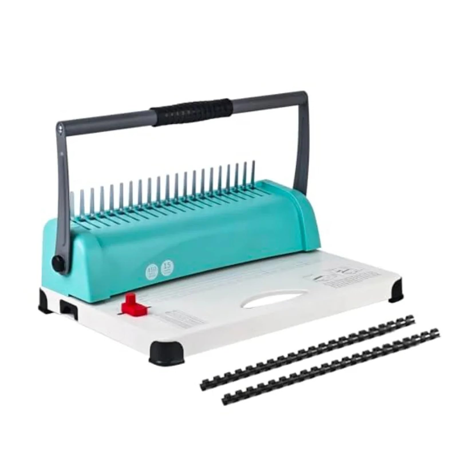 Rilegatrice a pettine 21 fori, capacità 450 fogli, perforatrice fino a 15 fogli, doppi manici for carta formato Letter A5 A4 Progetti scolastici domestici