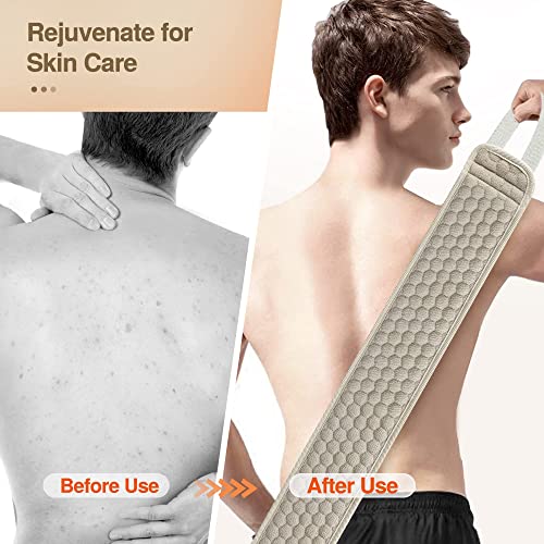 Suntee Exfoliating Back Scrubber & Exfoliating Sponge Pad Set For Shower, Bath Shower Scrubber For Men And Women, Luffa Scrubber To Deep Clean Relax Your Body (36.5'' Length 4.5'' Width) #TOP4