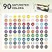 Arrtx 90 Colors Paint Markers, Acrylic Paint Pens for Artists Adults Coloring Drawing - Extra Brush Tip for Rock Painting, Wood, Canvas, DIY Crafts Making Art Supplies