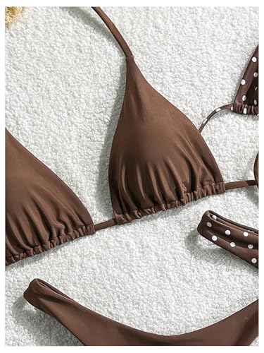 Bikini triangle dos nu marron pour sublimer les silhouettes XS - 5
