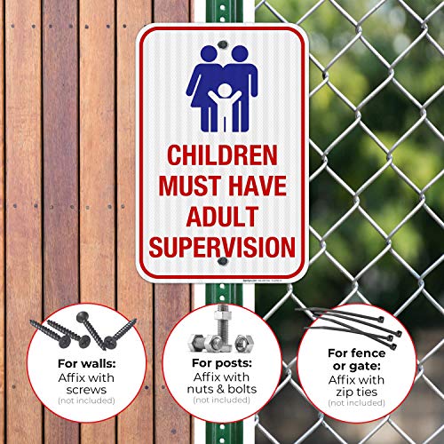 Cartel para Piscina, Niños con Supervisión Adulta, 12x18 Pulgadas miniatura 4