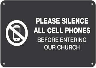 Horizontal Please Silence Cell Entering Our Church B Sign Metal Sign 8x12 Inch – Notice Display for Home or Business Use