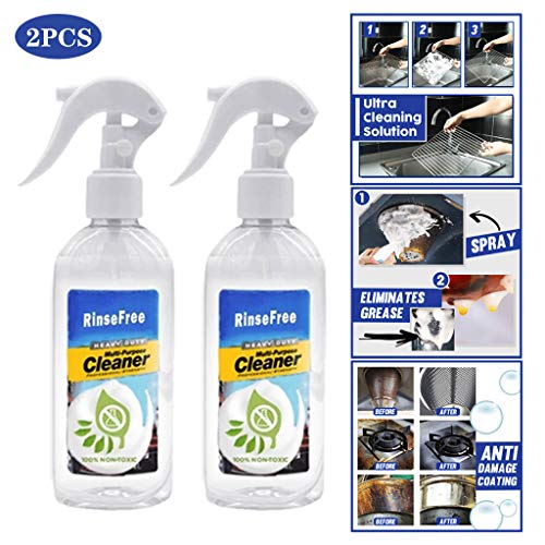 Multi-surface Cleaner，All-Purpose Rinse-Free Cleaning Spray Wash Blanket Kitchen,Kitchen Grease Cleaner Multi-Purpose Foam Cleaner All-Purpose Bubble Cleaner，Removes Grease Grime Baked on Food (2 Pcs)