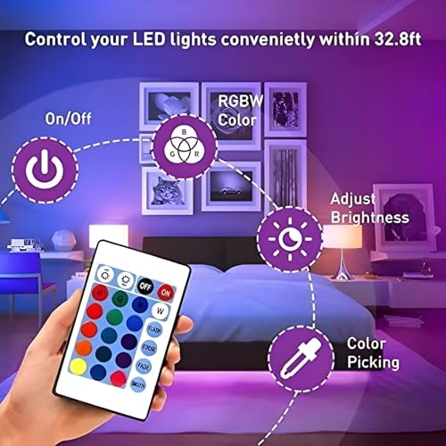 Image of PIXEL SYNC RGB LED Strip Light 5M | 5050 SMD | 60 LEDs /M | 12V Plug & Play Kit with 24-Key IR Remote | Color Changing LED Lights for Room, Gaming Setup, TV, Home Deco(IR - Remote ONLY)
