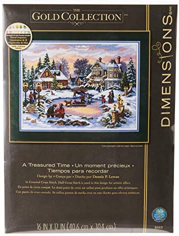 Dimensions Gold Collection Counted Cross Stitch Kit, Treasured Time Christmas Cross Stitch, 16 Count Dove Grey Aida, 16'' x 12''