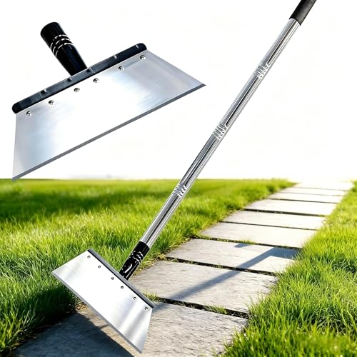 RISETEX Multifunctional Garden Flat Shovel，57' Heavy Duty Stainless Steel Cleaning Tool with Adjustable Handle for Weeding, Lawn Edging, Snow/Ice Removal & Digging, Durable Outdoor Spade & Scraper