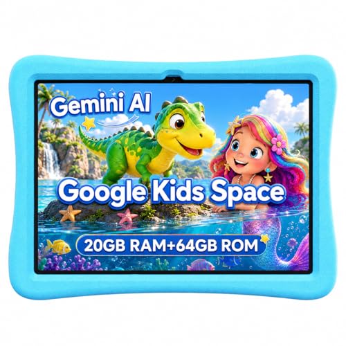SVITOO Kids Tablet 10 Inch, Android Tablets Toddler Tablet with Parental Controls, 20GB Ram 32GB ROM 1TB Expandable, Dual Camera, 6000mah WiFi 6, Shockproof Eva Case Light Blue