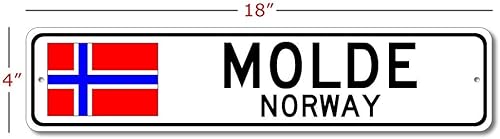 Miniatura 2 de Molde, Noruega, letrero de calle con bandera noruega, letrero de metal novedoso para decoración del hogar, letrero personalizado, letrero de cueva