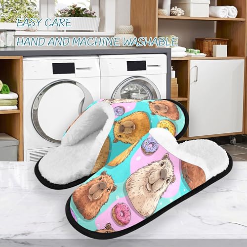 Men Women Winter Doughnut Capybara Graffiti Family Bedroom House Slipper Non-Slip Warm Resistant Slippers3