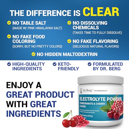 Image of Dr. Berg Zero Sugar Hydration Keto Electrolyte Powder - Enhanced w / 1000 mg of Potassium & Real Pink Himalayan Salt (NOT Table Salt) - Pomegranate and Cherry Hydration Drink Supplement - 50 Servings