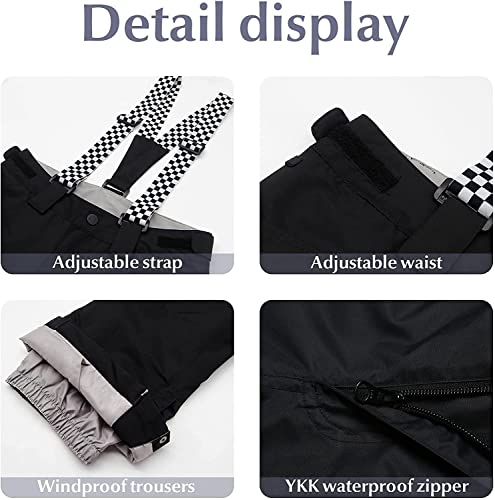 GSOU SNOW Womens Ski Jackets and Pants Snowboarding Snowsuit Coat Hooded Waterproof Windproof Insulated,Purple Flower Black,XS - Thumbnail 5