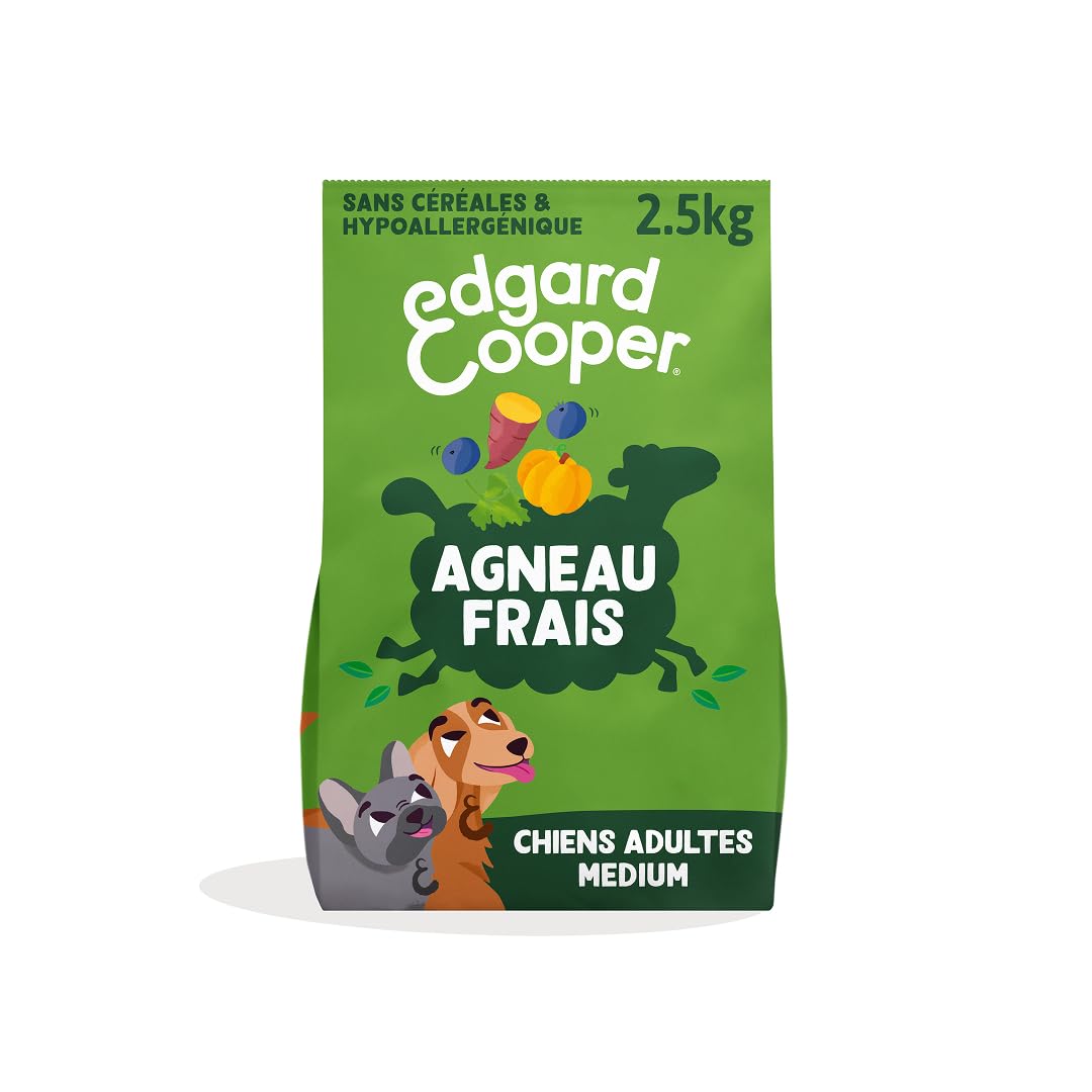 Edgard & Cooper Croquettes Chien – Agneau Frais, 2.5kg – sans céréales, hypoallergéniques, sans sucres ajoutés