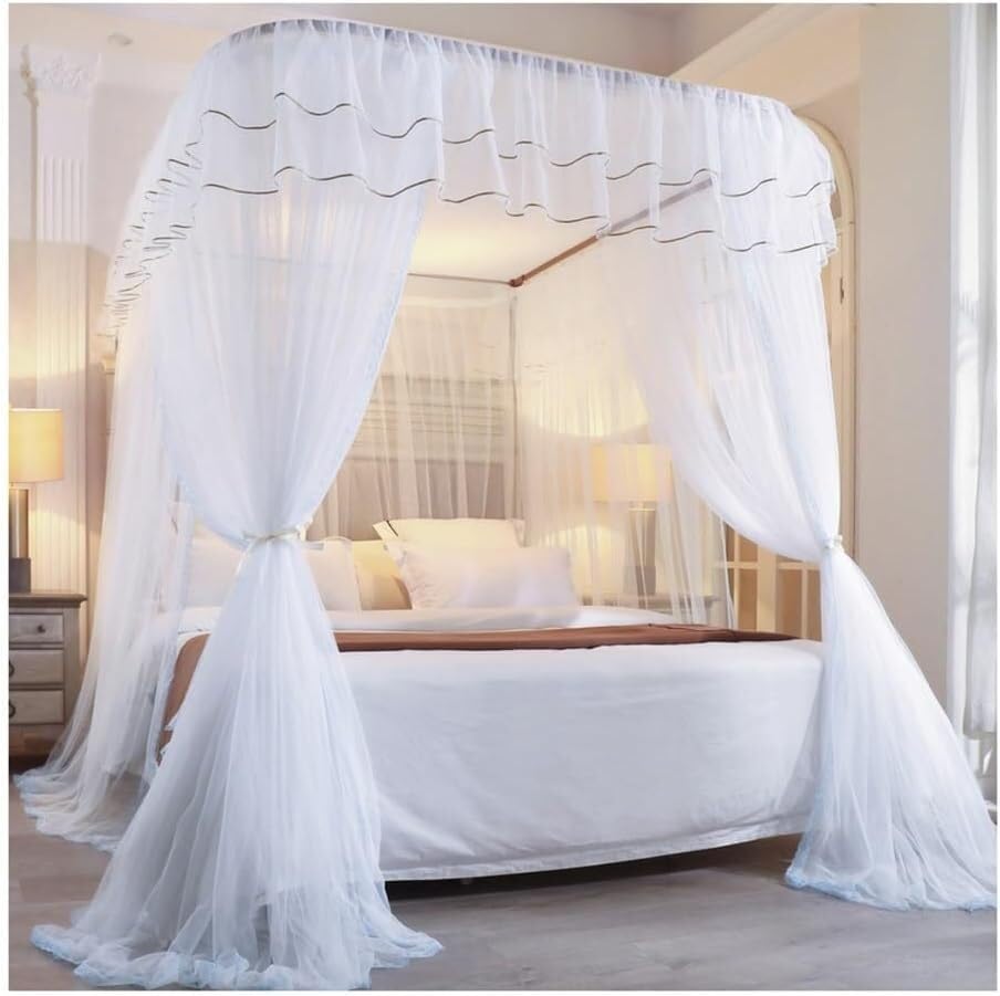 Moustiquaire à baldaquin lit double 180x220 rideau jaune chambre princesse