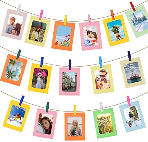 Pinsheng 30 Stück Papier Fotorahmen, Papier Bilderrahmen 6 x 4 Zoll Bildmatten mit Mini-Holzklammern und Schnur… – Bild 7