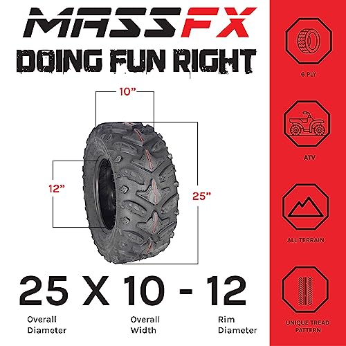 Massfx Mk 4 Set Atv Tires 25X8-12 Fronts 25X10-12 Rears 6 Ply 1/2" Tread Depth #TOP5