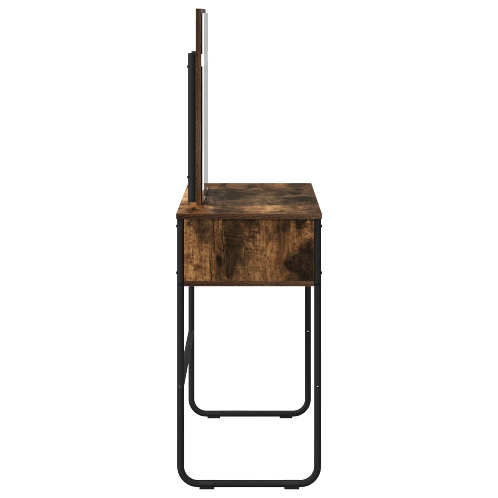 Schminktisch Geräucherte Eiche 81 x 40 x 131 cm Holzwerkstoff mit verzinktem Stahlrahmen Flachspiegel und Stauraum für Schlafzimmer Jugenzimmer Mädchen Makeup Organizer und Ablage