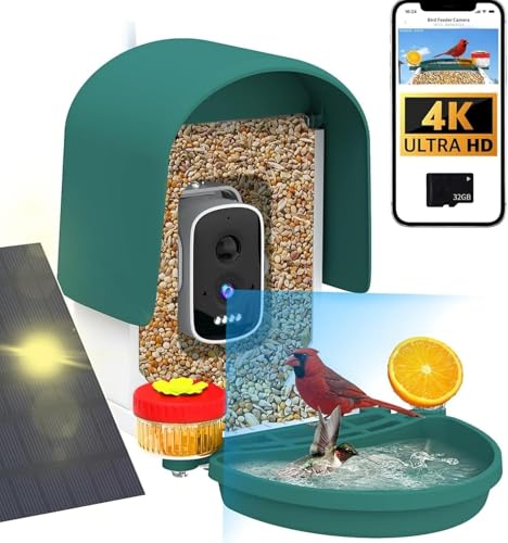4k Smart Bird Feeder with Camera Build-in 32GB SD Card & Solar Powered
