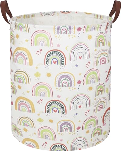 Image of NTAOHAMPER Colorful Rainbow Laundry Hamper,kids laundry Basket,Girls Nursery Hamper,Waterproof Storage Bin for Bedroom,Clothes Organizer Basket,Toys Box,Room Decor(Colorful Rainbow)