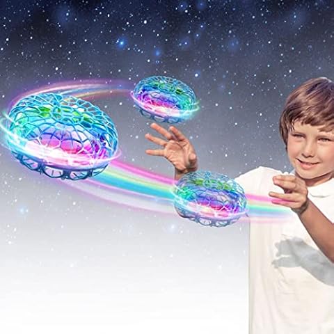 WALLE Drone for Kids Flying Ball Toys Hover Ball, Rotating LED Lights Flying Spinner Mini Drone UFO Outdoor Indoor Space Toys for Boys Grils Gifts & Presents - Blue Cover