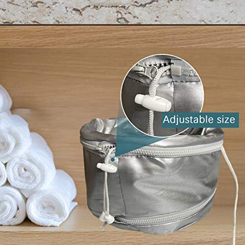 Hair Steamer Heating Cap for Deep Conditioner, Hair SPA Cap, Adjustable Height Hair Thermal Treatment Cap with 2 Zippers, 2 Mode Temperature Control Electric Hair Cap, Silver