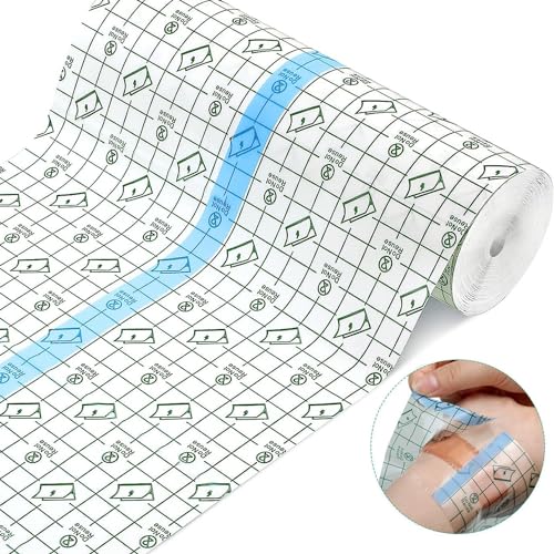 ANAMPION Pansement Tatouage Waterproof 20cm*10m, Rouleau de Film Imperméable Antibactérien Bandages,Transparent Pansement Bandage pour Tatouages Fixer Plaster Stretch Fixation