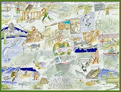 All Jigsaw Puzzles - Fishing By Tim Bulmer - 1000 Piece Puzzle For Adults, Large Puzzle 66cm X 50cm In Size. Challenging To Complete But Fun And Humorous