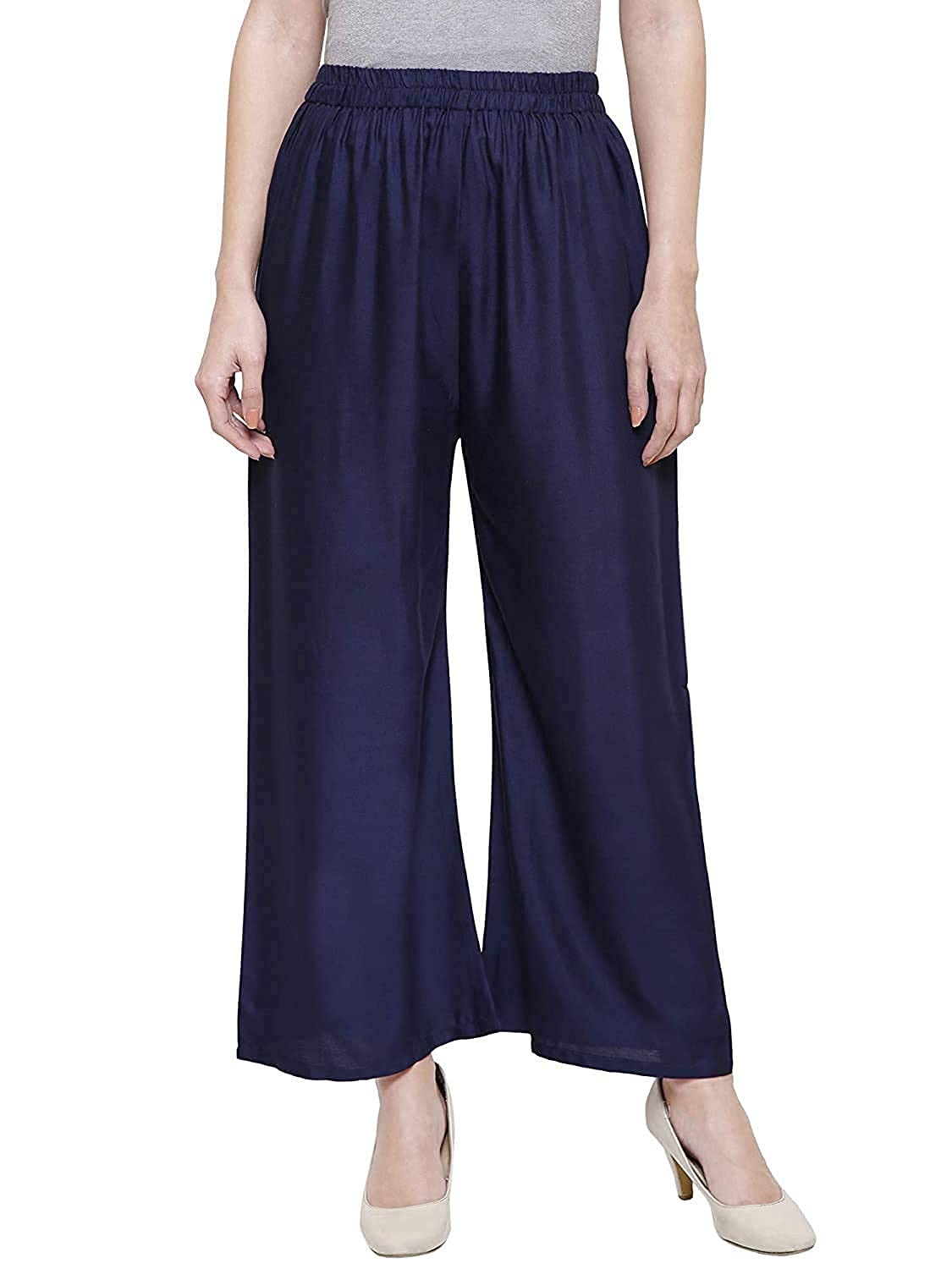 SBS Palazzo for Women |Stylish Latest Bottom Wear Plain Palazoo for Girls |Ethnic Wear Traditional Casual Plazo for Office Wear |Fashionable Designer Regular Fit Palazzo/Pants |Rayon, Navy Blue-image-20