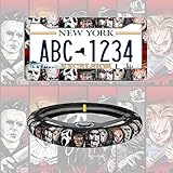 ALXOY Black Halloween Funny Steering Wheel Cover,Horror Movie License Plate Frames,3D Pattern Car Accessories for Men Women
