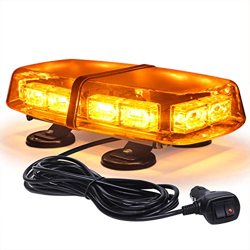 Linkitom Led Strobe Flashing Light -72 Led High Intensity Emergency Hazard Warning Lighting With 4 Heavy Duty Strong Magnets And 16 Ft Straight Cord For Truck Vehicle Roof Safety (Amber) #TOP15