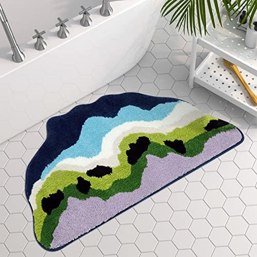 Chaelilife Bath Mats for Bathroom, Non Slip Bathroom Rugs with Rubber Backing, Small Absorbent Quick Dry Machine Washable Bath Rug, Cute Soft Plant Door Mat for Shower Bathtub Decor Bathmat, 19.5"×39"