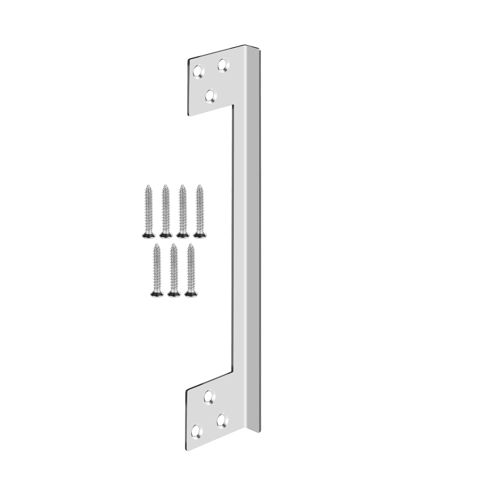 L-Shaped Security Reinforcement Striker Plates Stainless Steels Outswing Door Security Protector Door Latch Guard Extra Security Home Security Door Latch Cover to Block Access Silver (11in-1pcs)