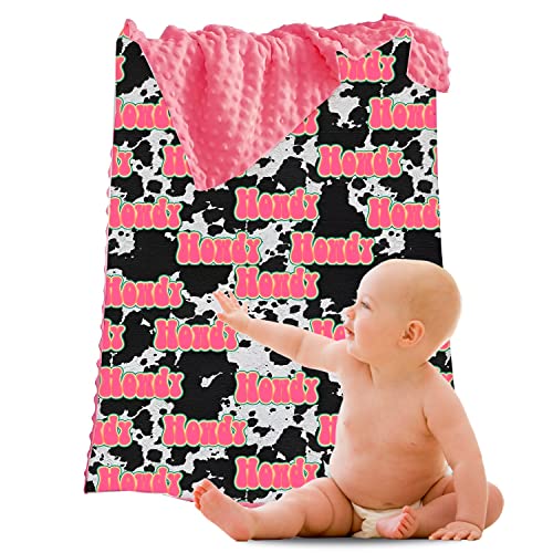 Image of Western Baby Blanket - Cowgirl Cowboy Baby Toddler Bedding - Baby Girl Baby Boy Throw Blanket - Soft Minky Receiving Blankets - Double Layers 40 X 30 Inches (Pink Cowhide)