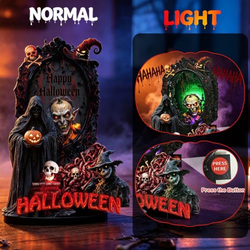 Pop Up Halloween Card with Spooky Music and Light, Halloween Reaper Card | Spooky Grim Reaper Skeleton, 2‑In‑1 Design: Pop‑up Card & Decor Display, 10″ Halloween 3D Card, Bonus Envelope ＆ Note Card - image 4