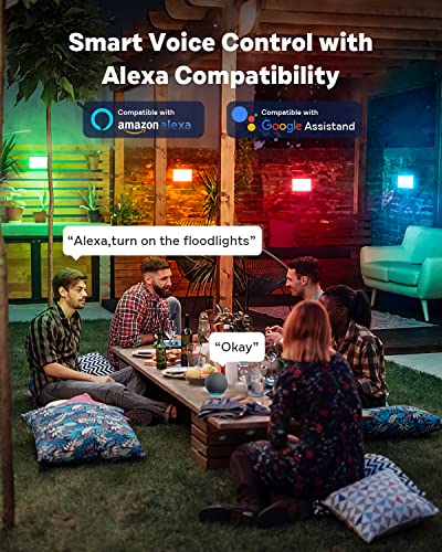 Alfele Rgbcw Led Flood Light Outdoor 36W,Smart Diy Color Changing Landscape Lighting With App & Remote Control,2700K-6000K,3600Lm Outdoor Flood Lights For House,Garden Yards,Timing,Music Sync,Ip66 #TOP4