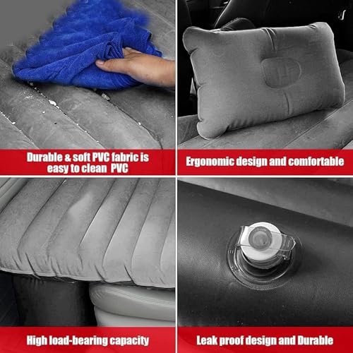 Image of Antson Premium Car Inflatable Bed with Pump & 2 Air Pillow | Quick Inflatable Back Seat Bed | Car Inflatable Mattres | Car Bed Mattress | Car Bed for Kids,Travel,Trip,Camping,Picnic, Beach (Grey)