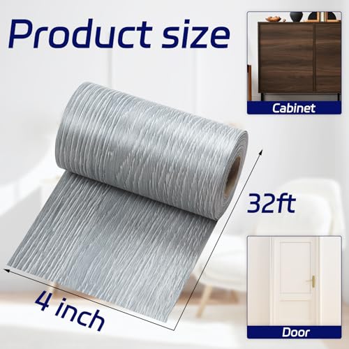 Image of Self Adhesive Wood Grain Tape for Mirrors, 4 inch X 32 ft Decorative Duct Tape Gray Wood Grain Repair Patch for Tables, Floor, Bathroom, Cabinets, Handicraft DIY