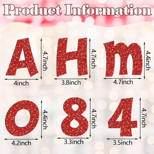 Image of Colarr 216 Pcs 4 Inch Glitter Bulletin Board Letters for Classroom Alphabet Punctuation Symbol Cutout Die-Cut Red Poster Letter with Adhesive Dot School Party Holiday Decor Display
