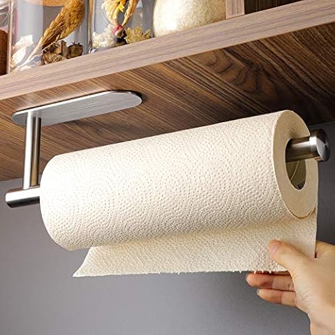 KEGII Küchenrollenhalter ohne Bohren - Papierrollenhalter Selbstklebend Praktisch Rollenhalter unter dem Schrank, Edelstahl Cover