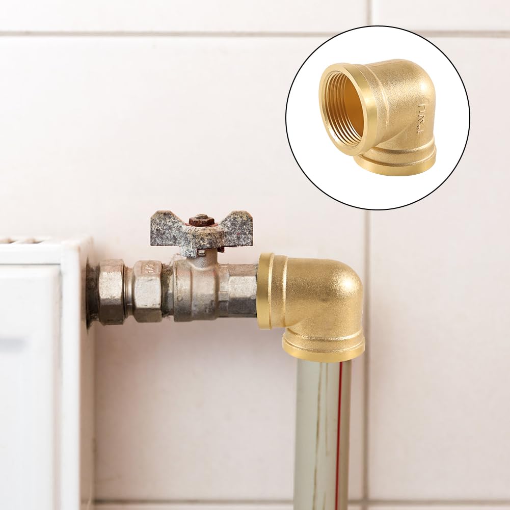 2 Stück Messing Winkel 90°, 3/8 IG/IG, 3/8 Zoll Messing Bogen 90 Grad, 90 Grad Gewindefitting, 3/8 Zoll Innengewinde Rohrwinkel Bogen Adapter, DN10 Rohrwinkel für Bewässerungsanlagen