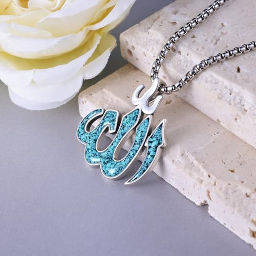 Image of Allah Necklace for Men - 925 Sterling Silver Islamic Necklace, Muslim Faith Pendant