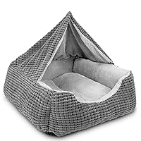 SUPPORT BETTER SLEEP: Comes with a pet blanket, our covered calming dog bed is a must-have for pets hiding or burrowing! Along with our soft faux fleece fabric interior, the hood blanket provides warmth reminiscent of a pet mom's cuddle, creating an ...