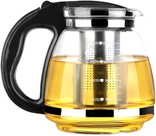 Luxshiny Tetera de vidrio con filtro de acero inoxidable, tetera resistente al calor, para té Kungfu, diseño elegante para el hogar, oficina, uso al