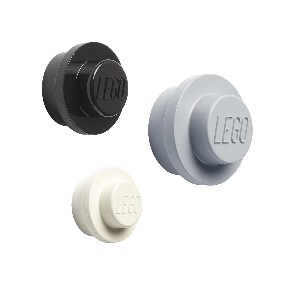 LEGO Wall Hanger Set - 3Piece Decorative Home Accessories for Kids & Adults, Cute Room Decor, Space-Saving Coat Hooks, Wall Hangers White, Black, Grey