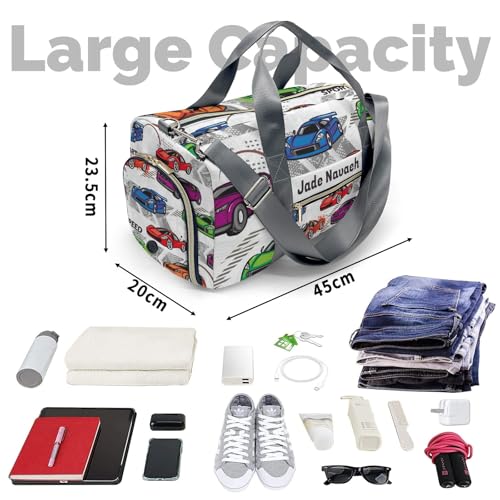 Personalized Grunge Sport Race Cars Customized Multi-functional Handbag Travel Bag,Sports and Fitness Duffel Bag4